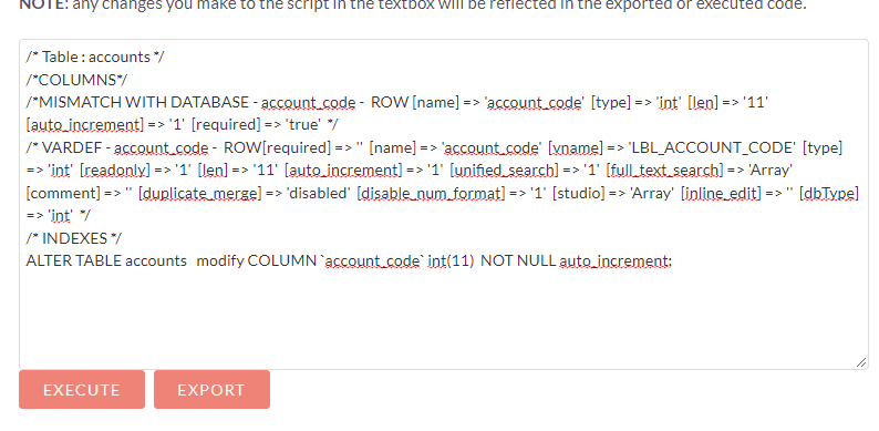 Mismatch with Database - English Language - Forum - SuiteCRM