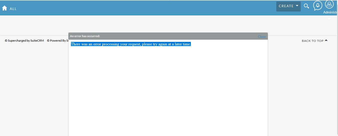 Blank Home Page With Error Message Popup Suitecrm General Discussion Suitecrm