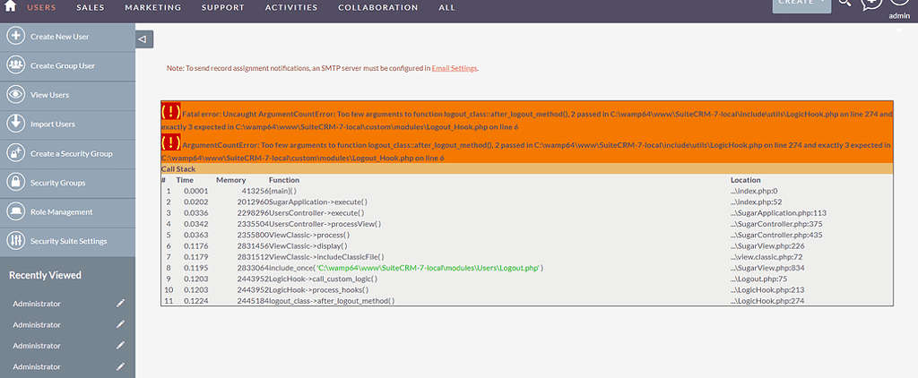 suitecrm logic hooks not updating