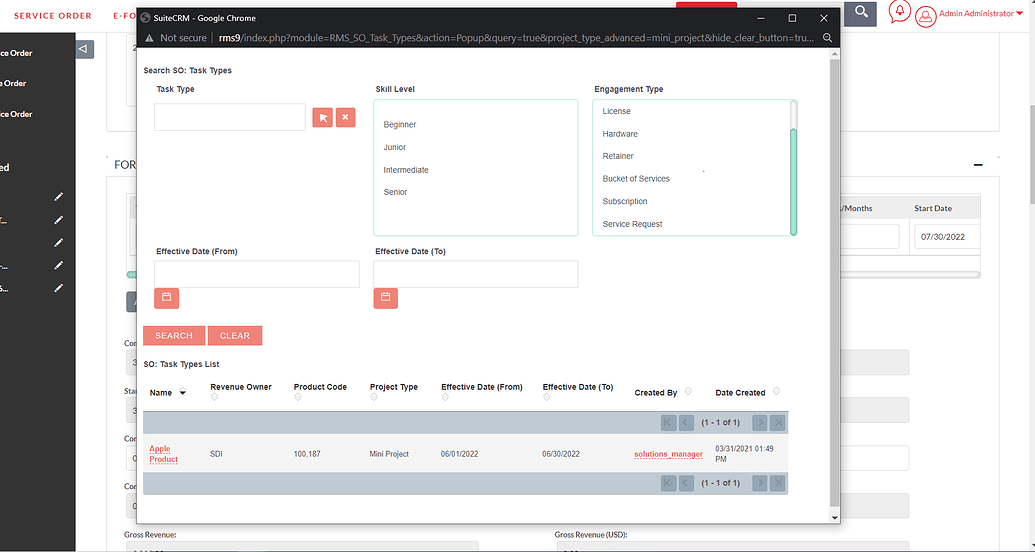 How to filter the table in a Popup - SuiteCRM Forum - English Language ...