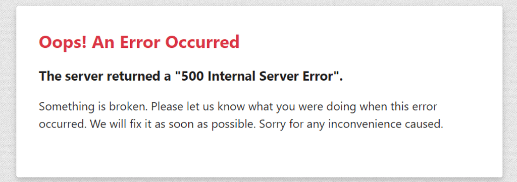 Our work as soon as possible. 500 Internal Server Error. Oops, an Error occurred.. Sorry, an Internal Error occurred.. Sorry an Internal Error occurred а деньги списали.