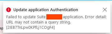 Azure OAuth Redirect URL may not coontain a query string
